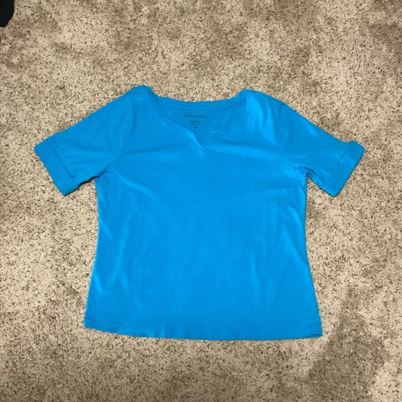 Ellen Tracy Short Sleeve Tee WIth Rolled Sleeves Size Large - Picture 5 of 6